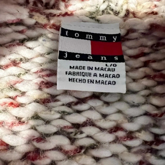 Vintage Tommy jeans, L, wool woven front zip long sleeve shawl collar Cardigan - Picture 8 of 9